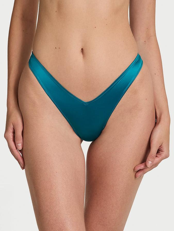 Smooth Strappy-Back High-Leg Thong Panty