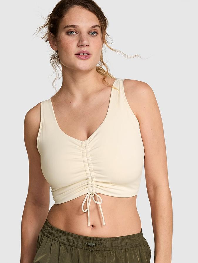 Relay Ruched Plunge Sports Bra image number 0