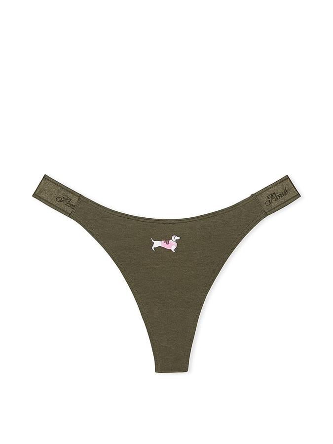 Logo Cotton High-Leg Thong Panty