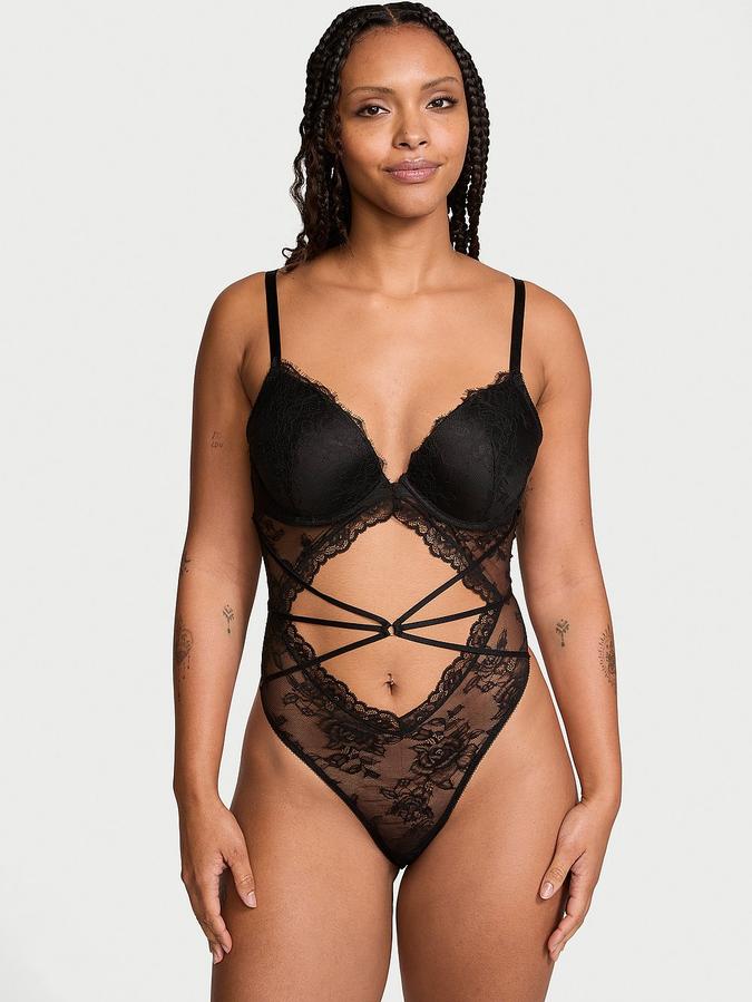 Rose Lace Strappy Teddy image number 0