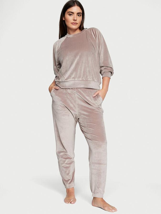 Velour Ribbed Lounge Pants image number 3