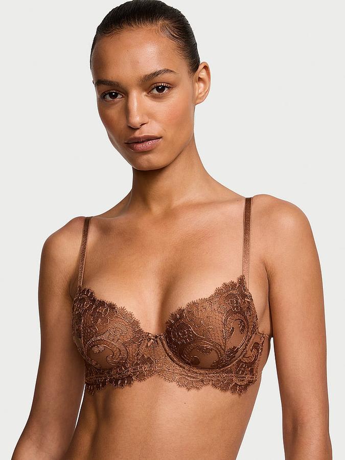 Boho Floral Embroidery Lightly Lined Demi Bra image number 0