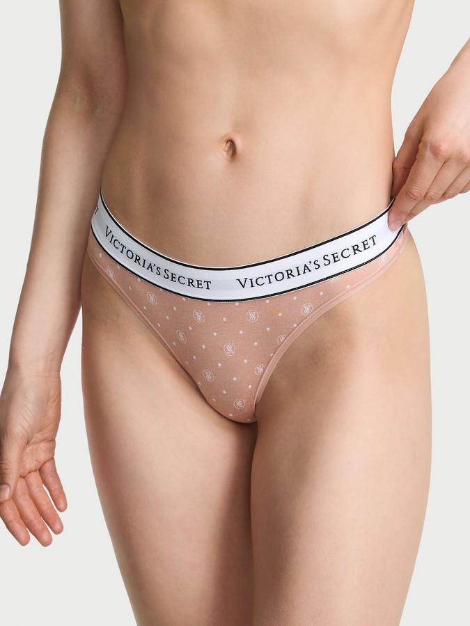 Logo Cotton Thong Panty