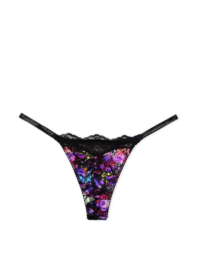 Smooth Lace Shine Strap Thong Panty image number 1