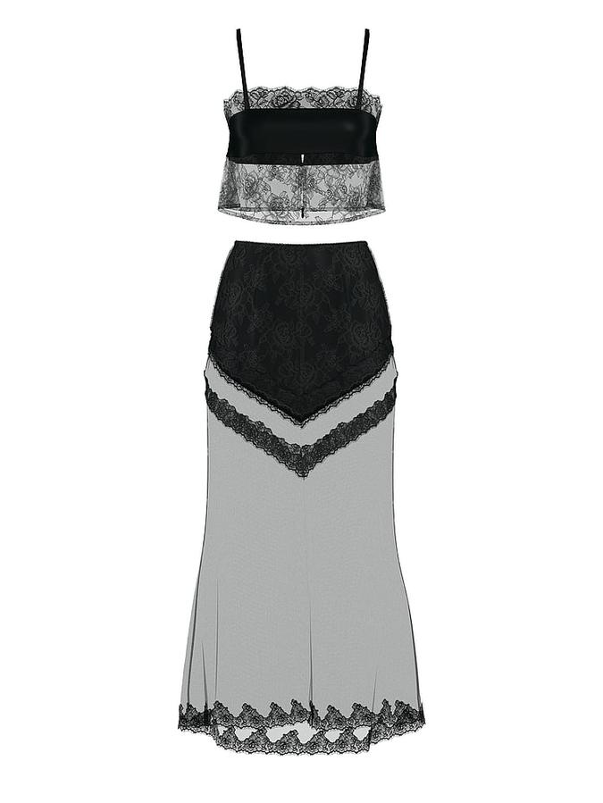 Rose Lace Cami & Skirt Set image number 2