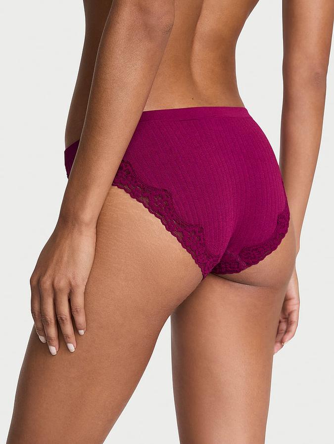 Seamless Rib Lace-Trim Bikini Panty