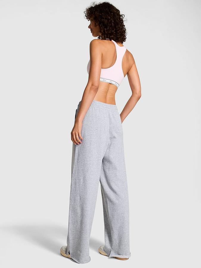 Ivy Fleece Wide-Leg Split-Hem Sweatpants