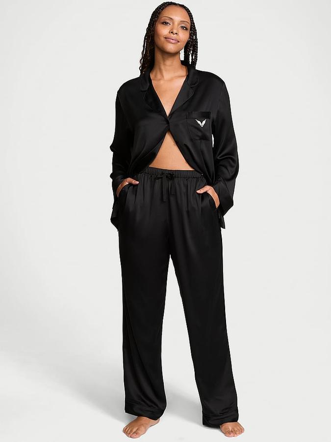 Glazed Satin Long Pajama Set