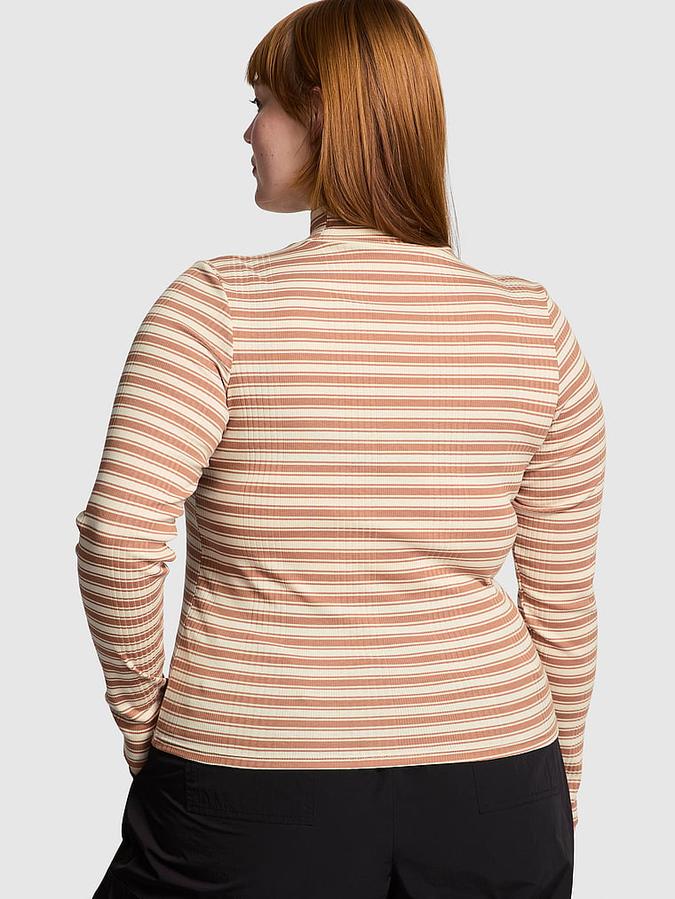 Multi Rib Mock-Neck Long-Sleeve Tee image number 1