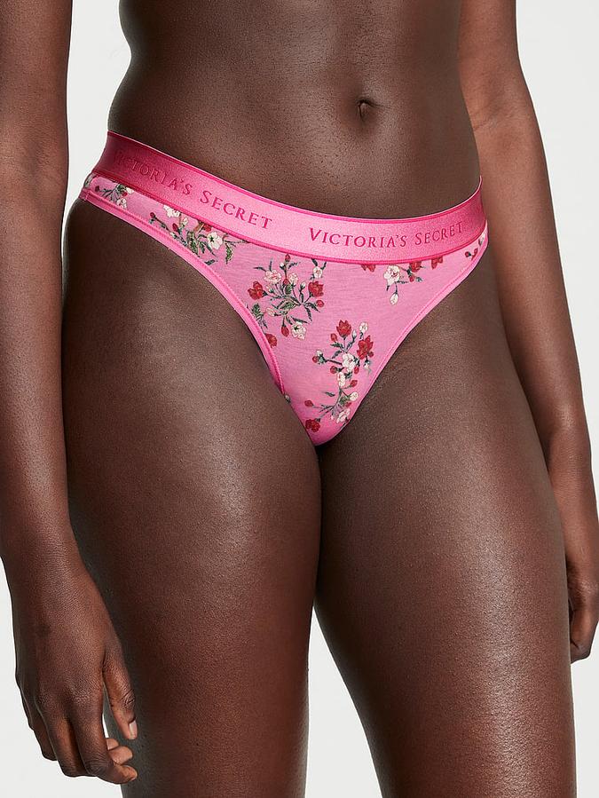 Logo Cotton Thong Panty image number 0