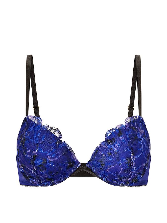 Party Floral Sequin Embroidery Push-Up Bra image number 2