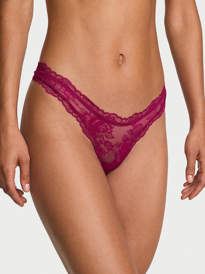 Rose Lace High-Leg Thong Panty