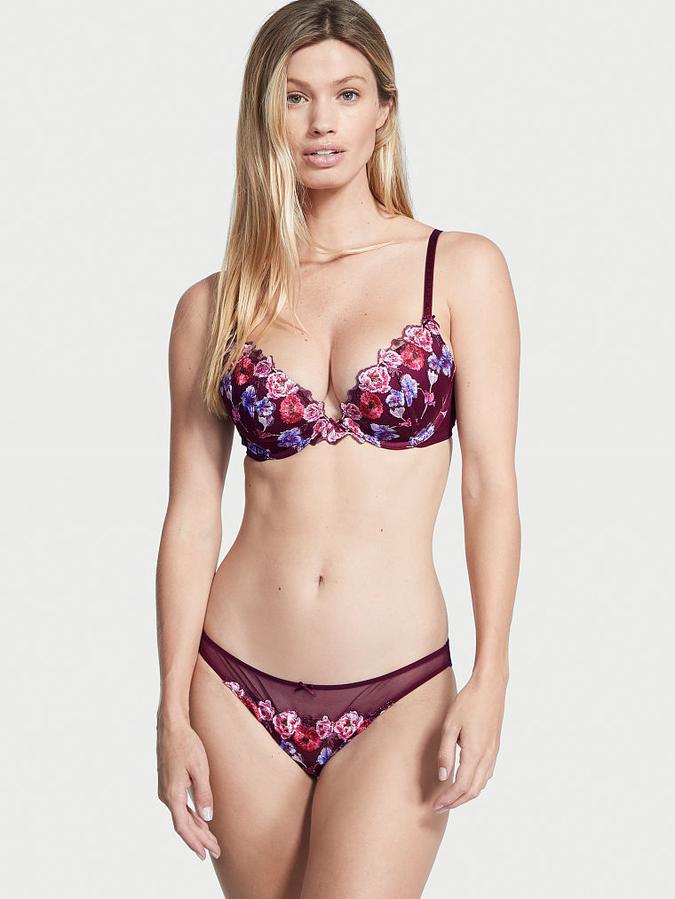 Floral Embroidery Push-Up Bra image number 0