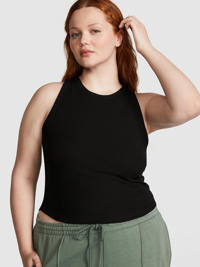 Black High-Neck Ribbed Tank High-Neck Ribbed Tank