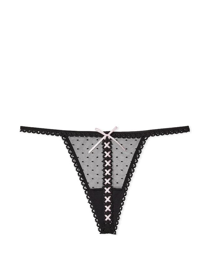 Ribbon Slot Mesh V-String Panty image number 3