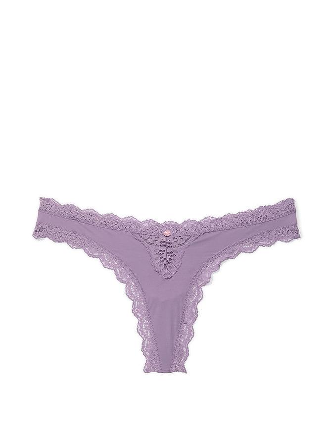 Lace-Trim Thong Panty image number 1