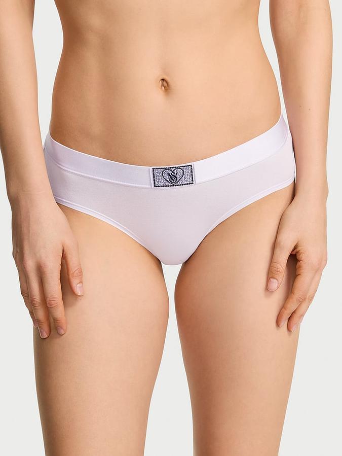 Logo Cotton Heart Shine Patch Hiphugger Panty