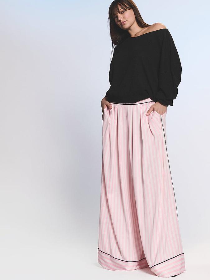 Glazed Satin Palazzo Sleep Pants image number 2