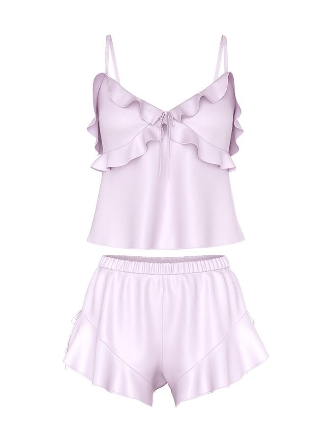 Silky Flutter Ruffled Cami & Shorts Set image number 2