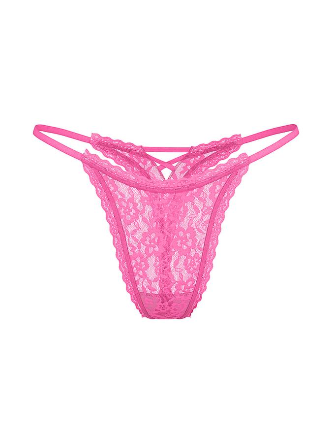 Blossom Lace Strappy-Back String Thong Panty image number 0