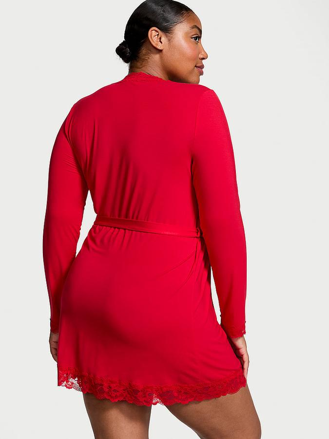 Modal Lace-Trim Robe image number 1