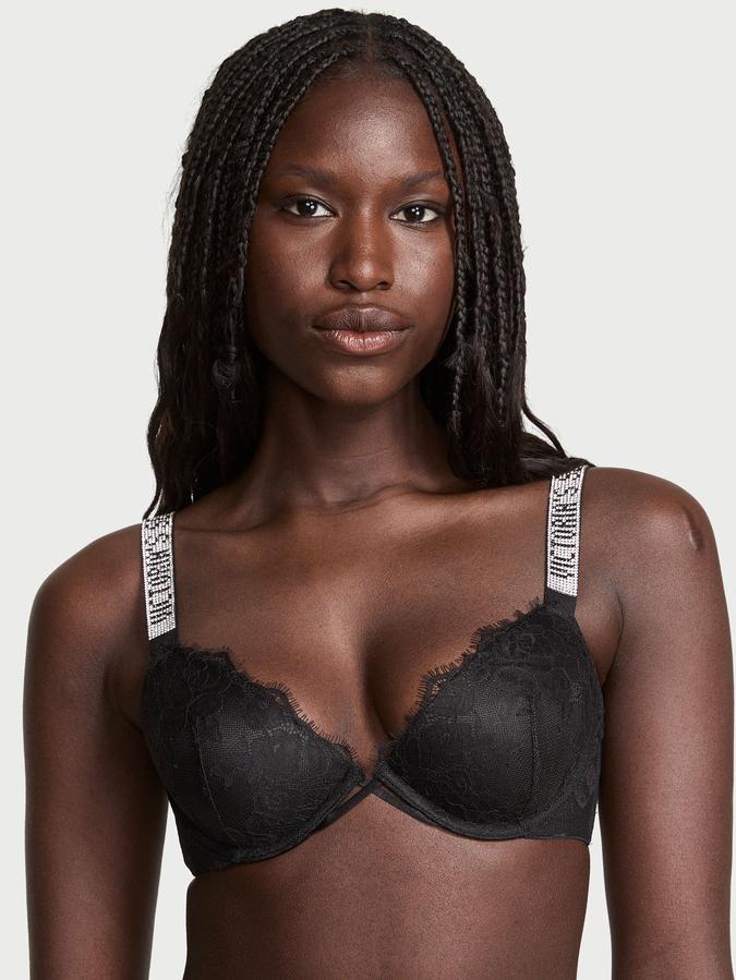 Shine Strap Rose Lace Lightly Lined Low-Cut Demi Bra image number 0