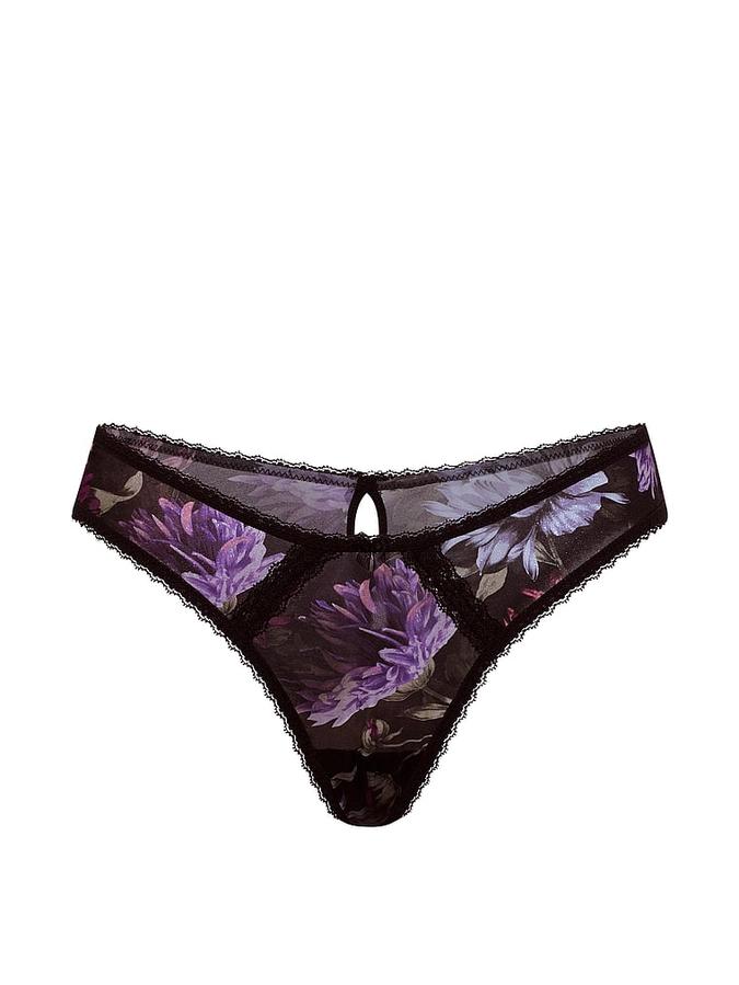 Sheer Shimmer Lace-Trim Brazilian Panty image number 2