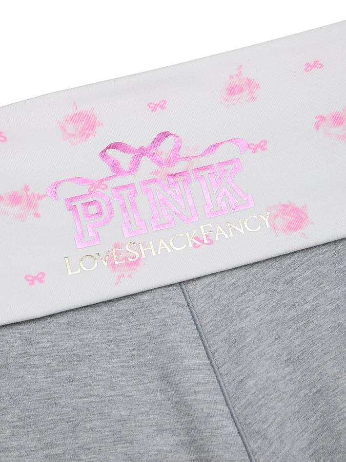 PINK x LoveShackFancy Cotton Foldover Flare Leggings image number 3