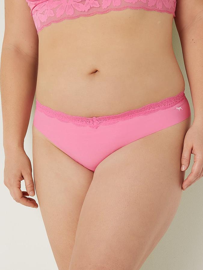 No-Show Lace-Trim Thong Panty