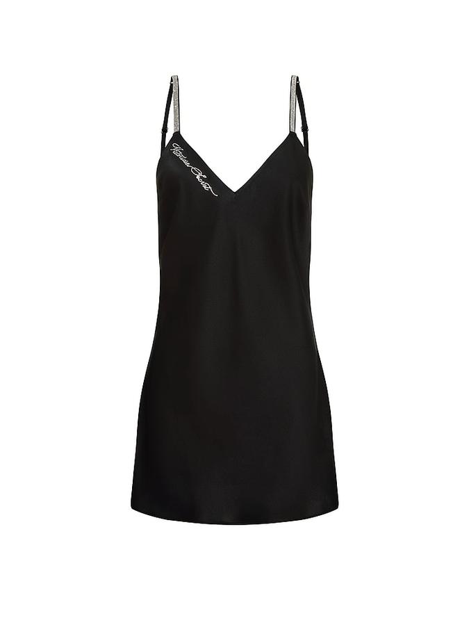 Shine Script Satin Mini Slip Dress image number 2