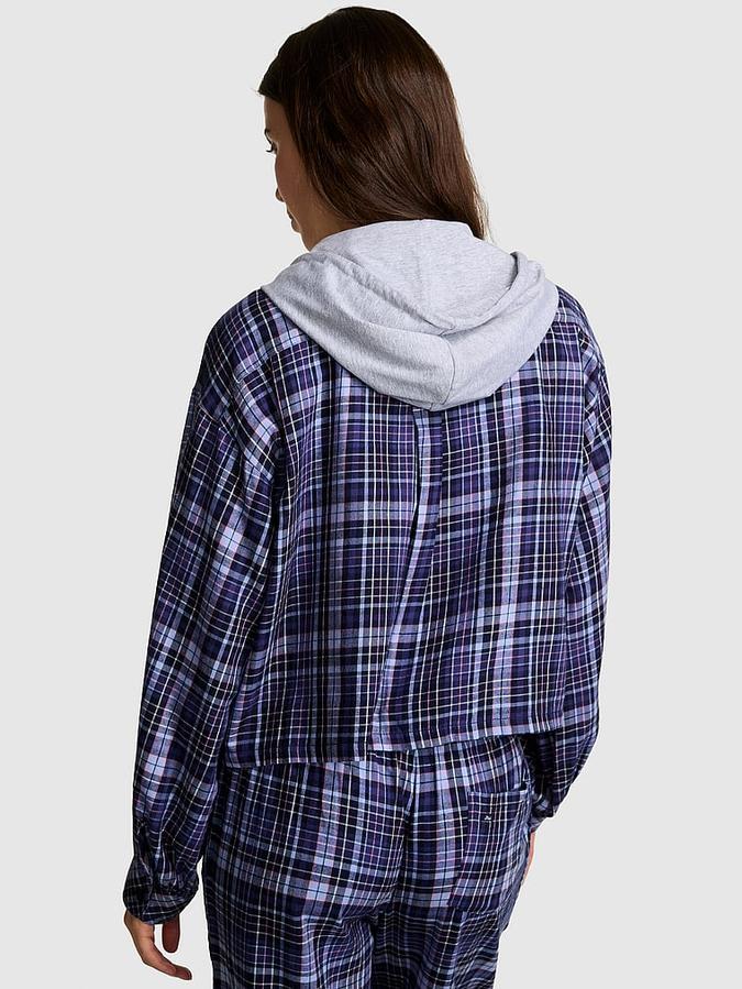 Flannel Hooded Long- Sleeve Top