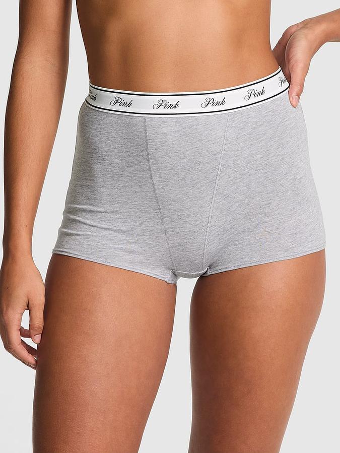 Logo Cotton High-Waist Boyshort Panty
