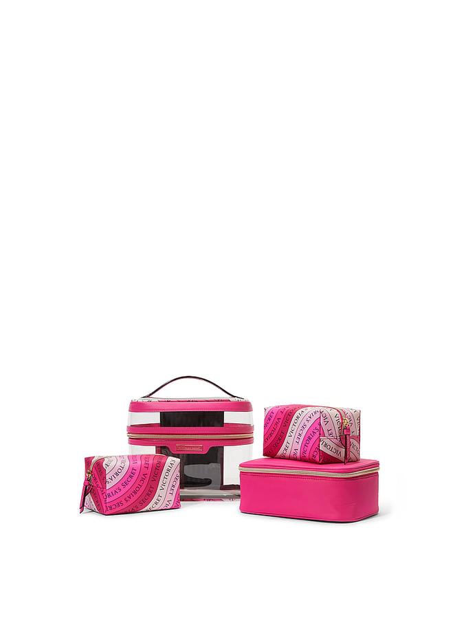 The Victoria 4-Piece Makeup Bag Hot Pink image number 2