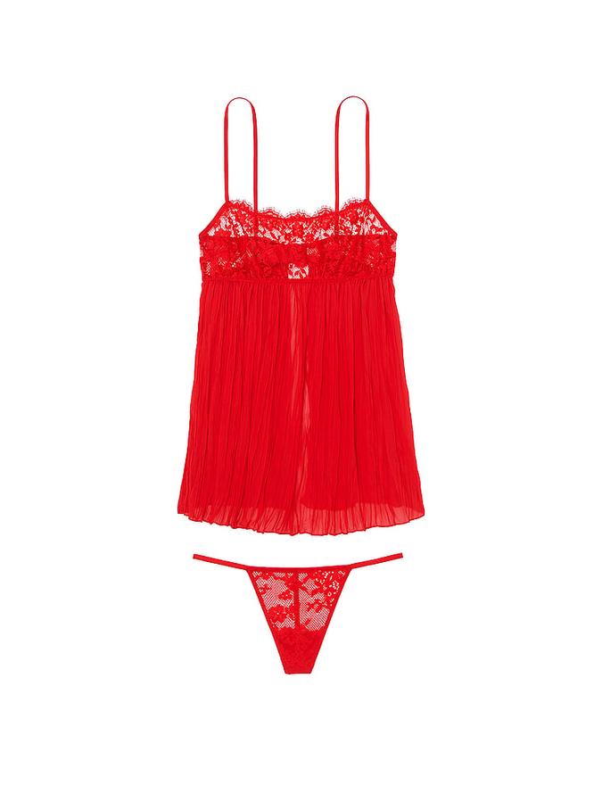 Dare to Dream Lace Pleated Babydoll Set image number 2