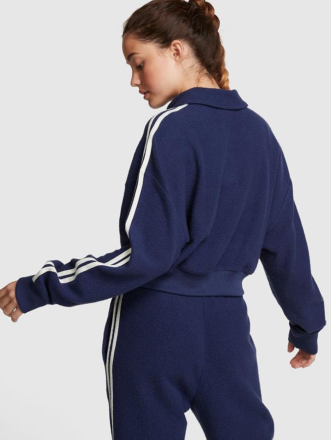 Reverse Fleece Cropped Polo Sweatshirt image number 1