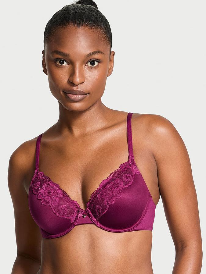 Lightly Lined Lace-Trim Full-Coverage Bra image number 0