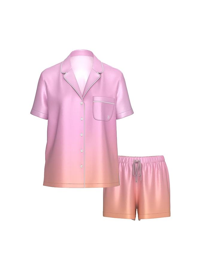 Glazed Satin Ombré Short Pajama Set image number 2