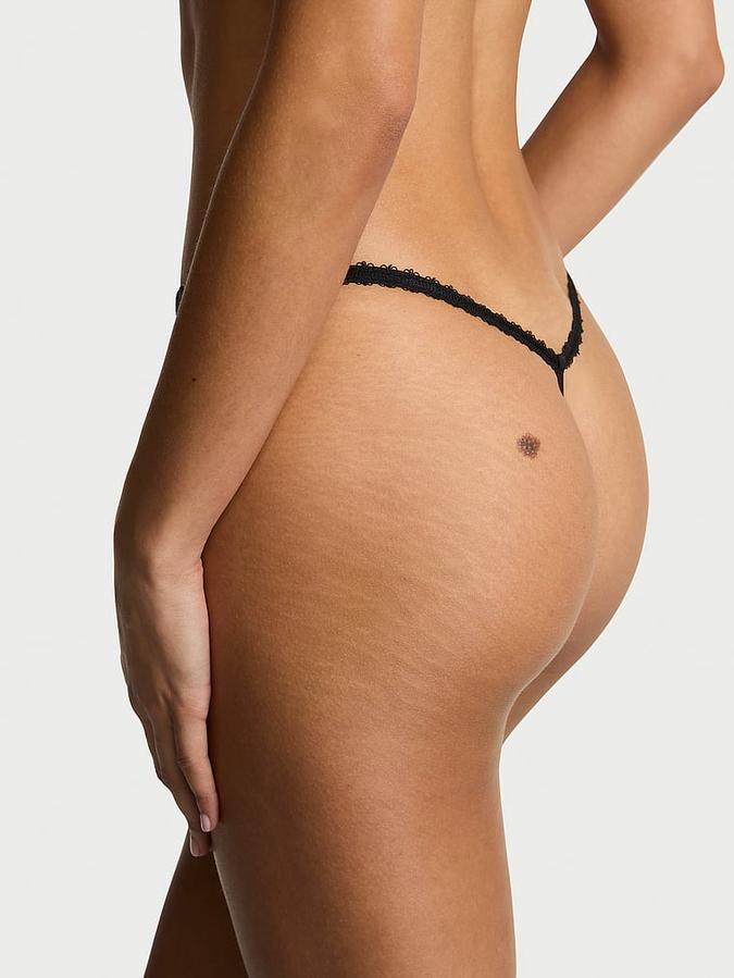 Strappy Heart Embroidery Crotchless V-String Panty