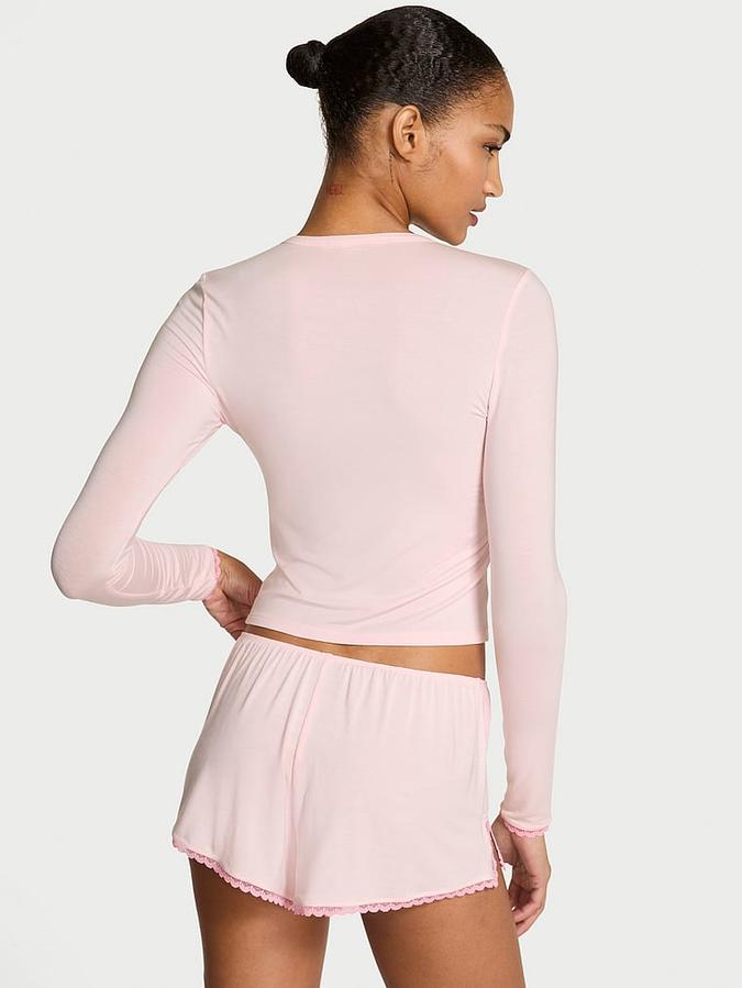 SoSoft&trade; Modal Bow Long-Sleeve Tee & Short Set
