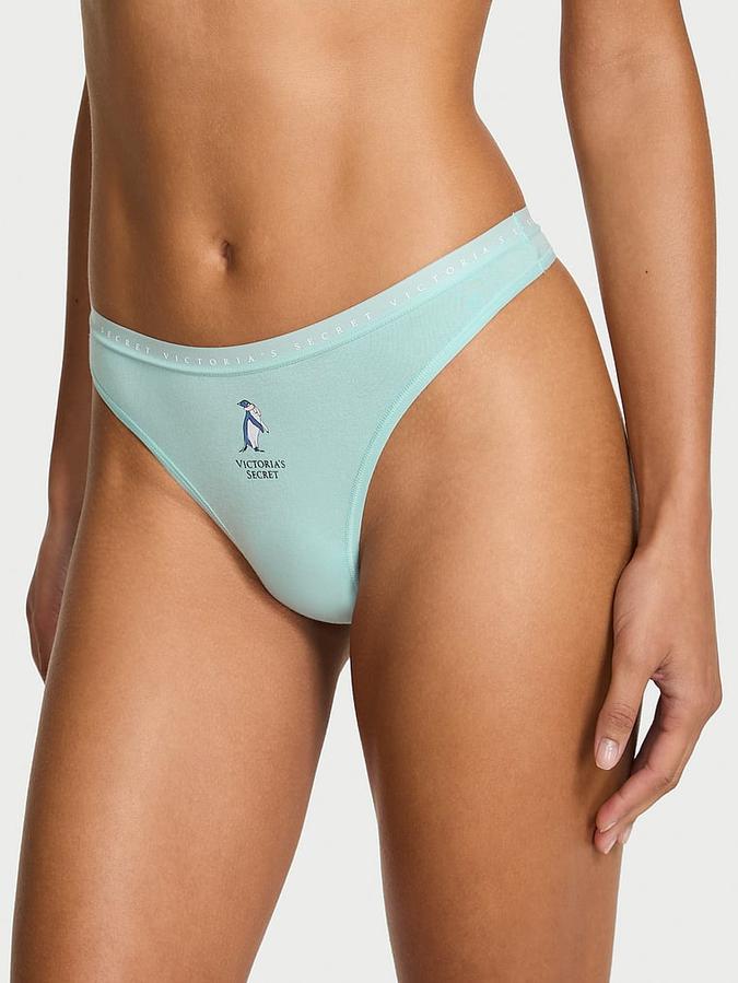 Stretch Cotton High-Leg Scoop Thong Panty