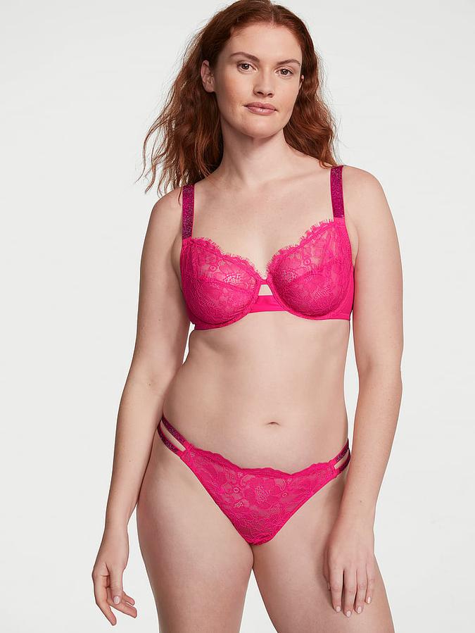 Double Shine Strap Lace Thong Panty image number 2
