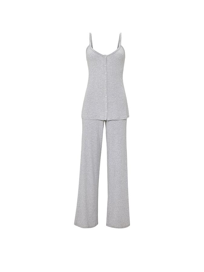 SoSoft&trade; Modal Wide-Rib Button-Front Cami & Pants Set image number 2