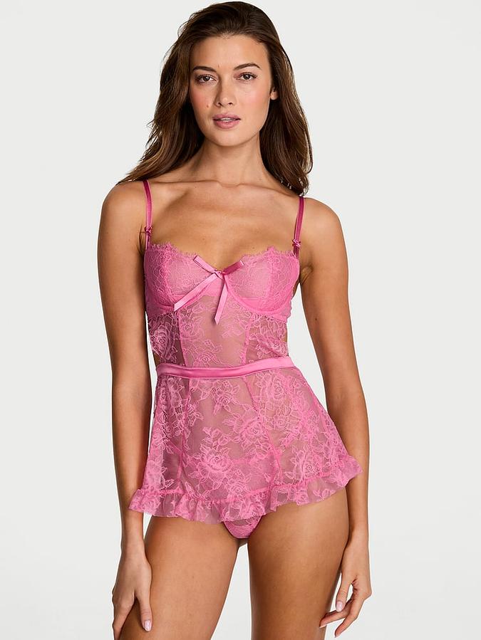 Wicked Unlined Rose Lace Apron Set
