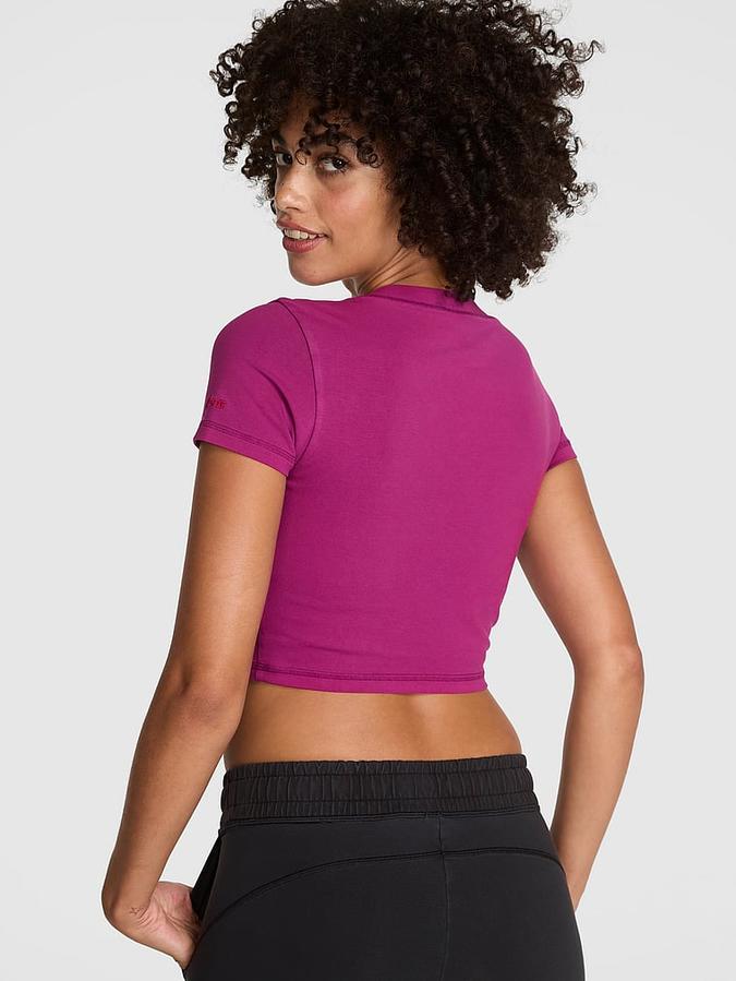 All-Day Cotton V-Neck Cropped Tee image number 1