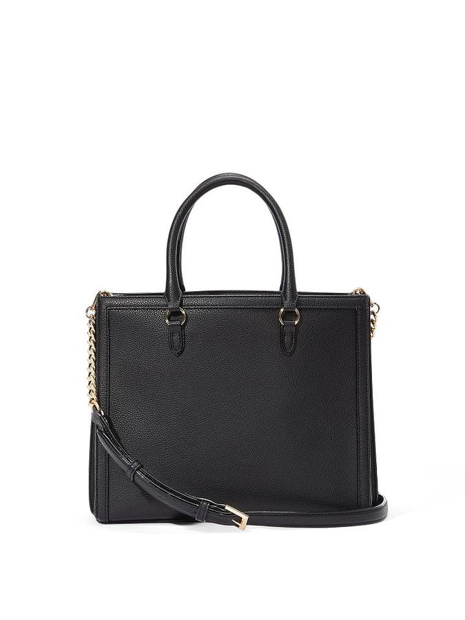 The Victoria Patch Logo Structured Satchel Black image number 1