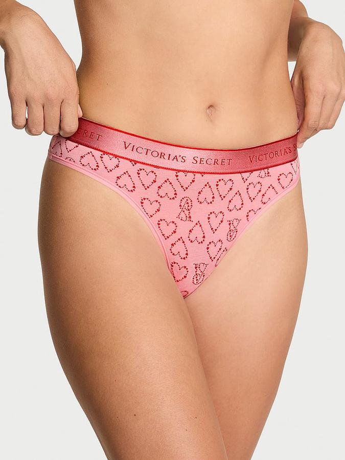 Logo Cotton Thong Panty