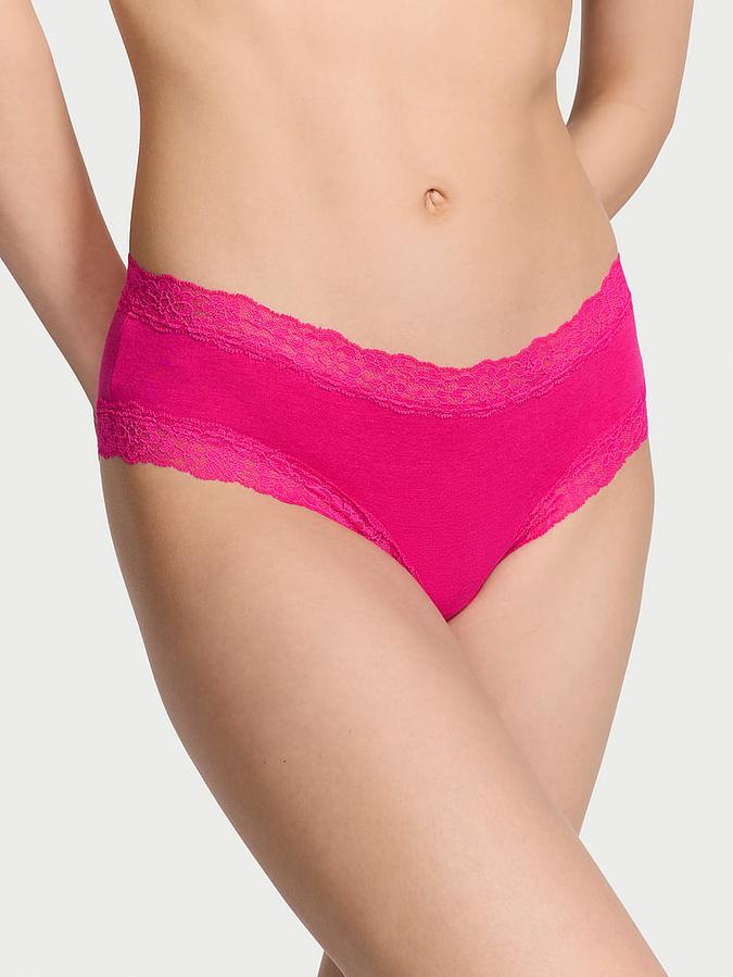 Lace-Waist Cotton Cheeky Panty