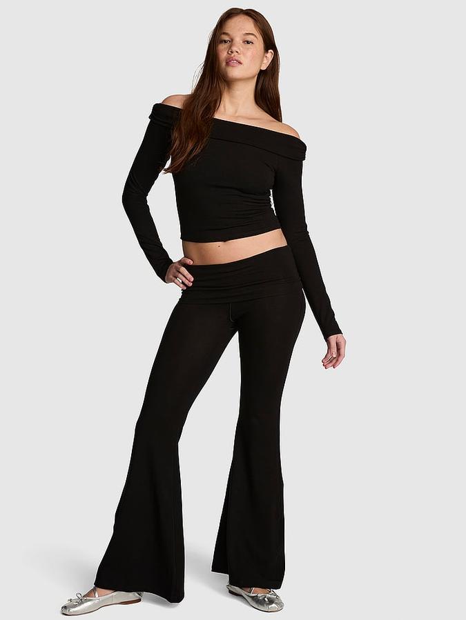 All-Day Cotton Foldover Super Flare Leggings image number 0