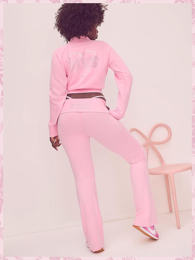PINK x LoveShackFancy Cotton Foldover Flare Leggings image number 4