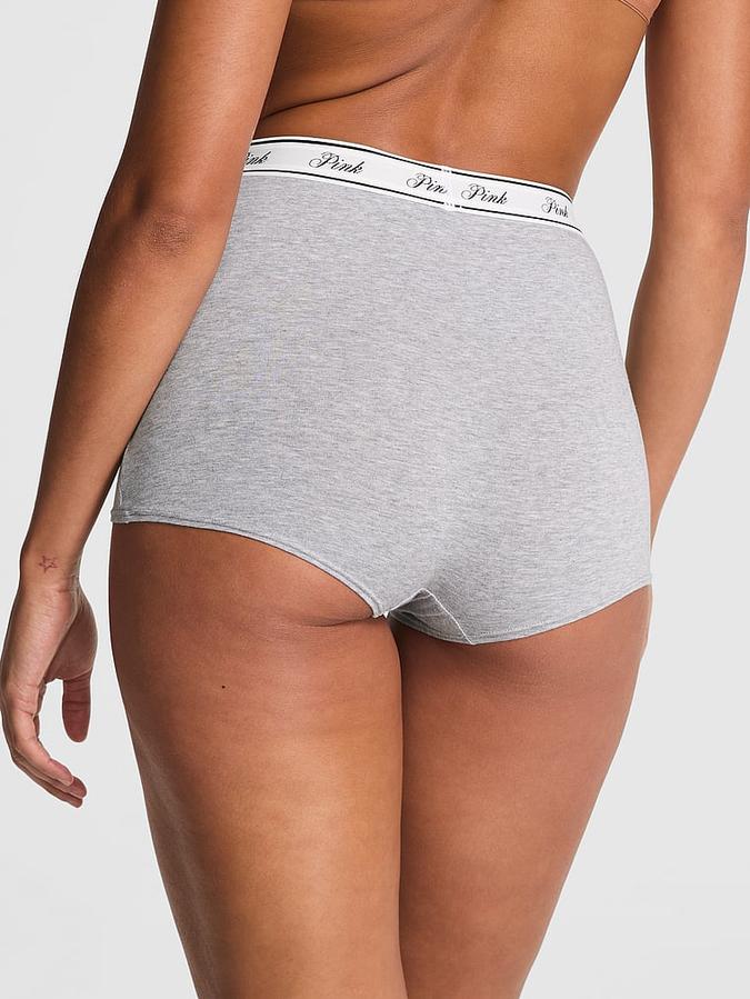 Logo Cotton High-Waist Boyshort Panty